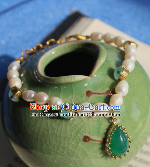Handmade Chinese Ancient Palace Pearls Bracelet Traditional Hanfu Wedding Jewelry Accessories for Women