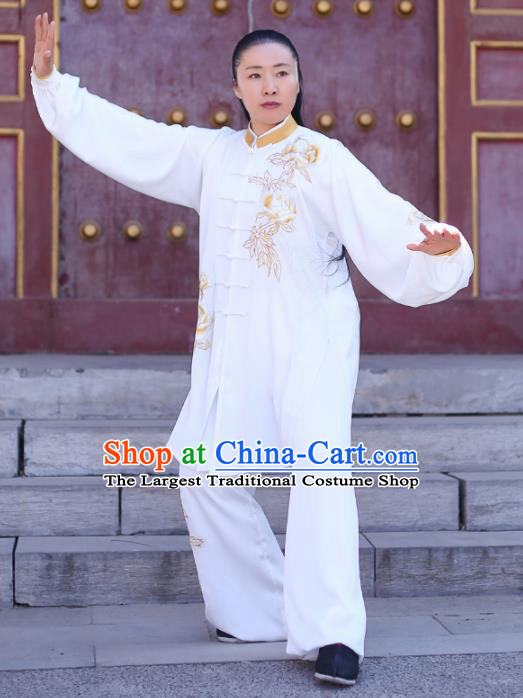 Traditional Chinese Martial Arts Costume Professional Tai Chi Competition Kung Fu Golden Embroidered Uniform for Women