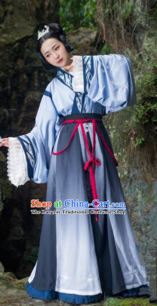 Chinese Traditional Han Dynasty Palace Princess Historical Costume Ancient Imperial Consort Embroidered Dress for Women