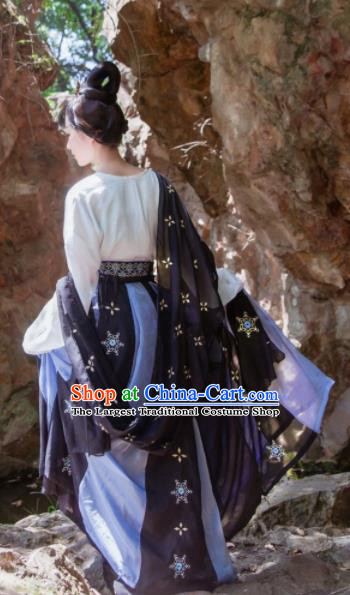 Chinese Traditional Tang Dynasty Las Meninas Historical Costume Ancient Court Maid Embroidered Dress for Women