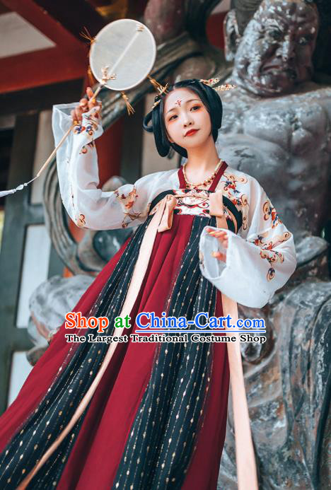 Chinese Traditional Ancient Imperial Concubine Embroidered Hanfu Dress Tang Dynasty Court Princess Historical Costume for Women