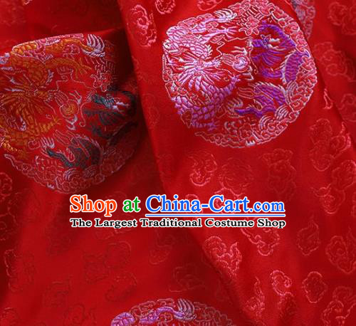 Asian Chinese Traditional Dragon Pattern Red Brocade Cheongsam Silk Fabric Chinese Fabric Material
