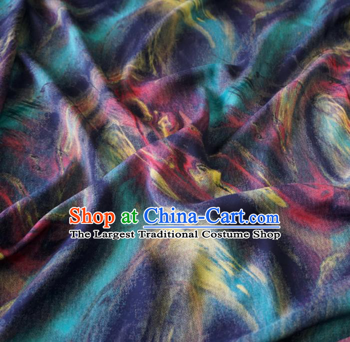Asian Chinese Traditional Pattern Blue Watered Gauze Cheongsam Silk Fabric Chinese Fabric Material