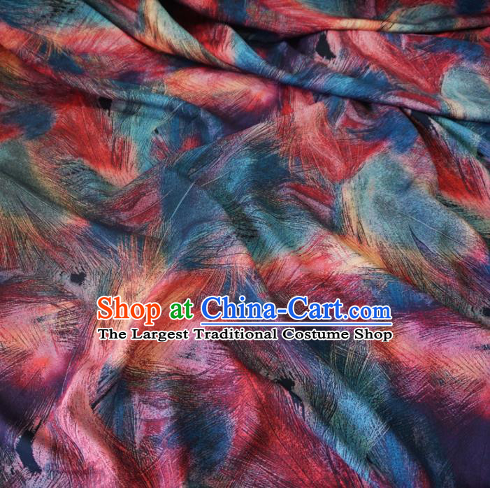 Asian Chinese Traditional Feather Pattern Watered Gauze Cheongsam Silk Fabric Chinese Fabric Material