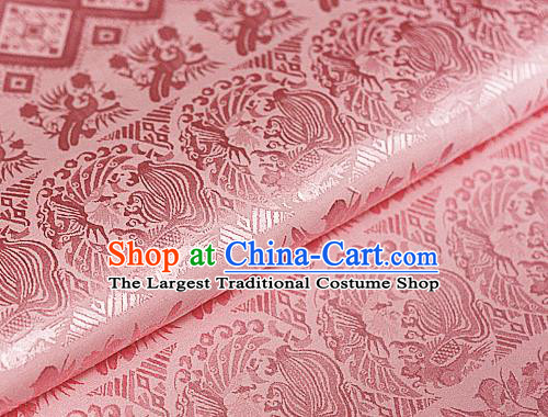 Asian Chinese Traditional Royal Pattern Pink Brocade Cheongsam Silk Fabric Chinese Satin Fabric Material