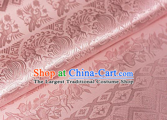 Asian Chinese Traditional Royal Pattern Light Pink Brocade Cheongsam Silk Fabric Chinese Satin Fabric Material