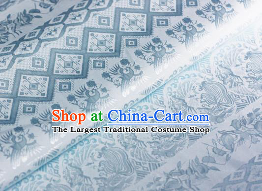 Asian Chinese Traditional Royal Pattern Blue Brocade Cheongsam Silk Fabric Chinese Satin Fabric Material