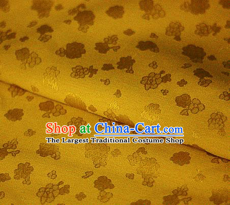 Asian Chinese Traditional Royal Flowers Pattern Yellow Brocade Cheongsam Silk Fabric Chinese Satin Fabric Material