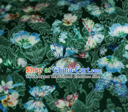 Asian Chinese Traditional Butterfly Pattern Green Brocade Cheongsam Silk Fabric Chinese Satin Fabric Material
