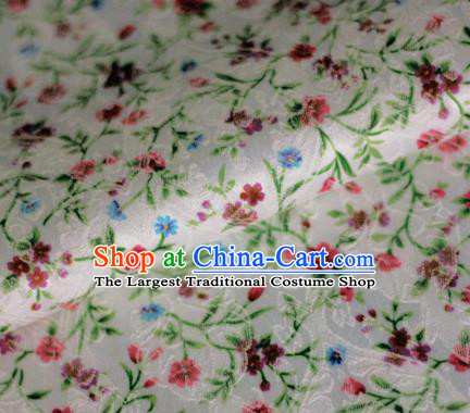 Asian Chinese Classical Flowers Pattern White Brocade Cheongsam Silk Fabric Chinese Traditional Satin Fabric Material