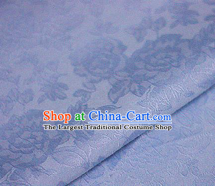 Asian Chinese Classical Peony Pattern Blue Brocade Cheongsam Silk Fabric Chinese Traditional Satin Fabric Material