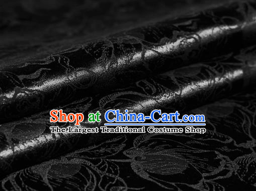 Chinese Classical Tulip Pattern Black Brocade Cheongsam Silk Fabric Chinese Traditional Satin Fabric Material