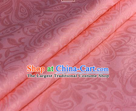 Chinese Classical Scroll Grass Pattern Design Pink Brocade Cheongsam Silk Fabric Chinese Traditional Satin Fabric Material