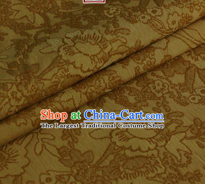 Yellow Brocade Chinese Classical Peony Pattern Design Satin Cheongsam Silk Fabric Chinese Traditional Satin Fabric Material