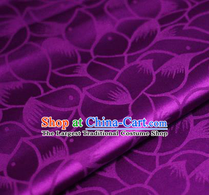 Chinese Classical Petals Pattern Design Purple Brocade Satin Cheongsam Silk Fabric Chinese Traditional Satin Fabric Material