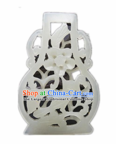 Handmade Chinese Jade Carving Bird Vase Pendant Traditional Jade Craft Jewelry Accessories