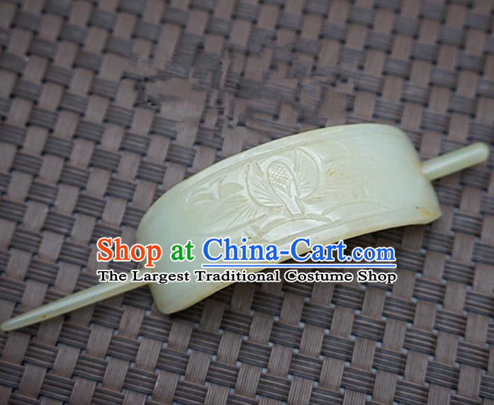 Chinese Handmade Jade Hairpins Carving Jade Hairdo Crown Hair Accessories for Women for Men