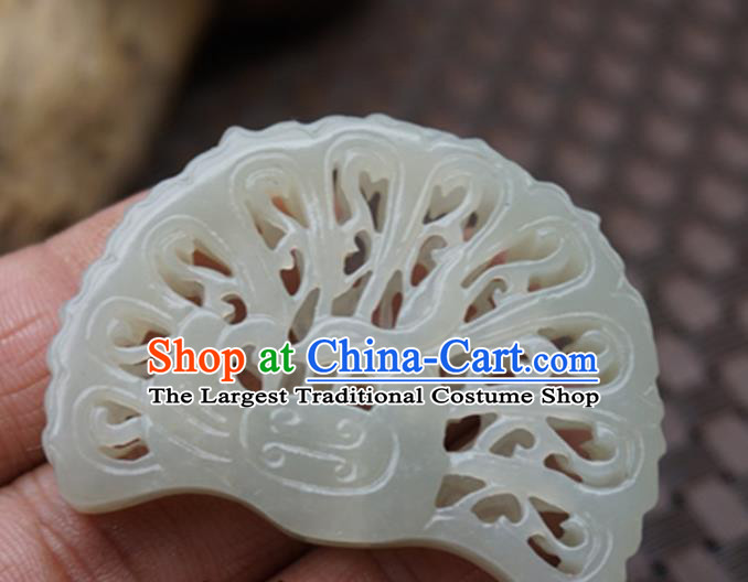 Handmade Chinese Ancient Jade Carving Peacock Pendant Traditional Jade Craft Jewelry Decoration Accessories