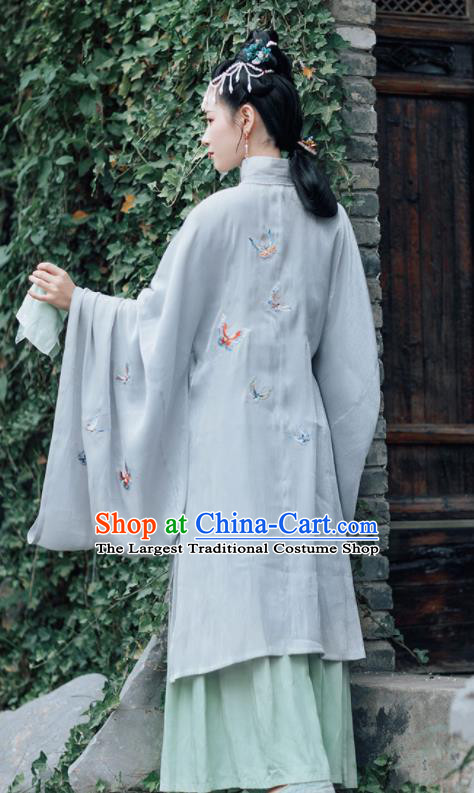 Asian Chinese Ancient Dowager Embroidered Hanfu Dress Traditional Ming Dynasty Young Mistress Historical Costume for Women