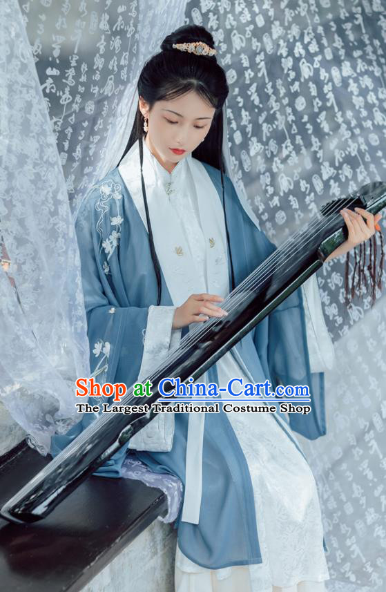 Chinese Ancient Taoist Nun Embroidered Hanfu Dress Traditional Ming Dynasty Miao Yu Historical Costume for Women