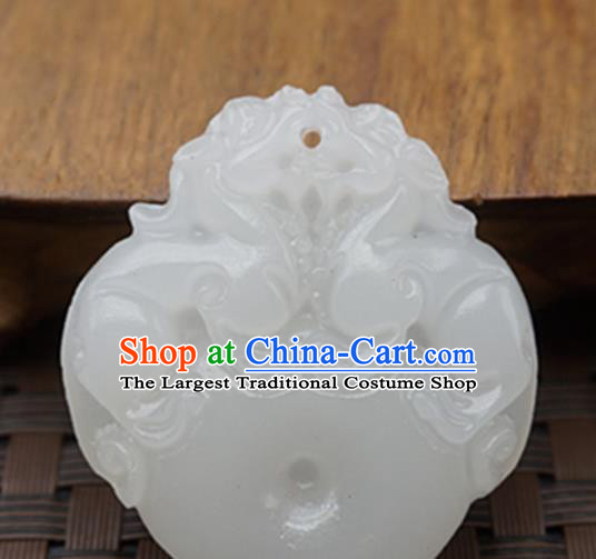 Handmade Chinese Ancient White Jade Carving Pendant Traditional Jade Craft Jewelry Decoration Accessories