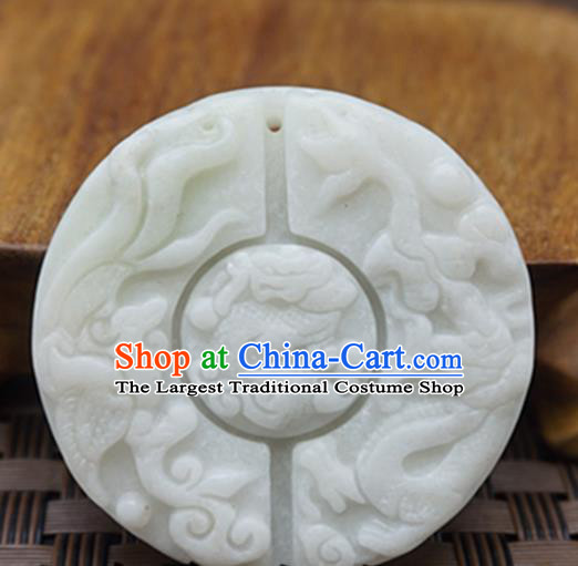 Chinese Handmade Jewelry Accessories Carving White Jade Pendant Ancient Traditional Jade Craft Decoration