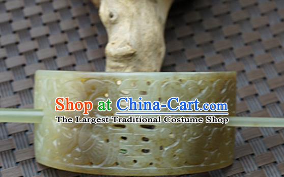 Chinese Handmade Jade Carving Hairdo Crown Ancient Jade Hairpins Hair Accessories for Women for Men