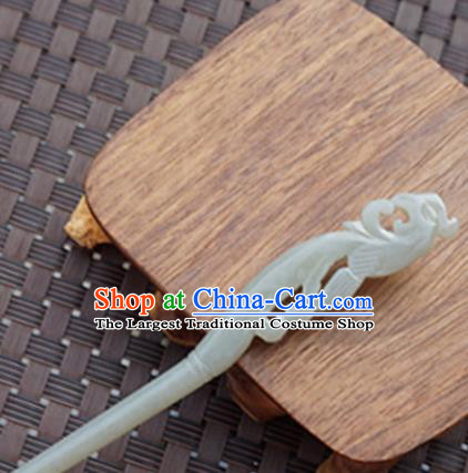 Chinese Handmade Jade Carving Phoenix Hair Clip Ancient Jade Hairpins Hair Accessories for Women for Men