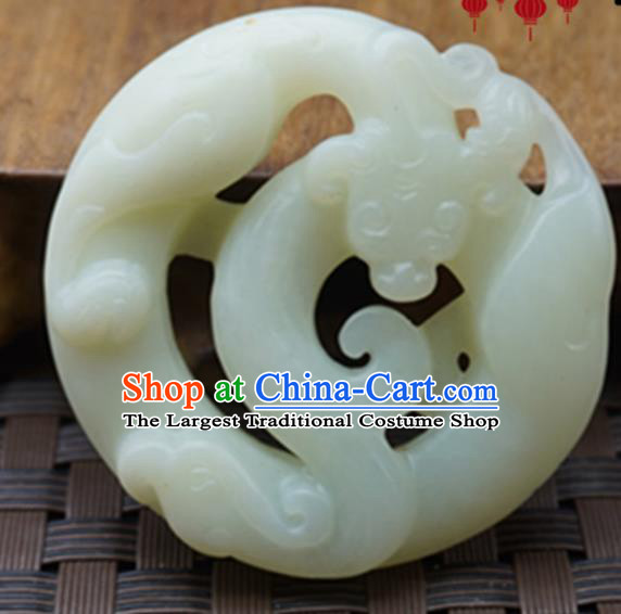Chinese Handmade Jade Pendant Carving Dragons Jewelry Accessories Ancient Traditional Jade Craft Decoration
