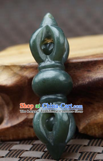 Handmade Chinese Carving Green Jade Waist Pendant Ancient Traditional Jade Craft Decoration