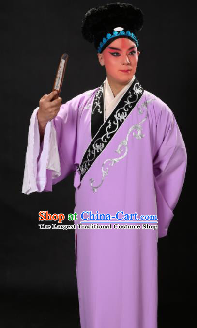 Handmade Chinese Beijing Opera Niche Costume Traditional Peking Opera Scholar Embroidered Purple Robe for Men