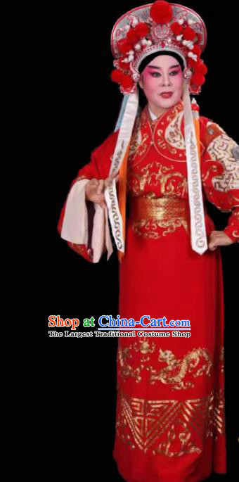 Handmade Chinese Beijing Opera General Red Costume Traditional Peking Opera Embroidered Robe for Men