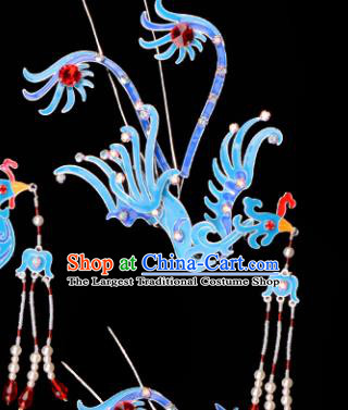 Chinese Handmade Beijing Opera Hair Accessories Traditional Ancient Princess Tassel Phoenix Hairpins for Women