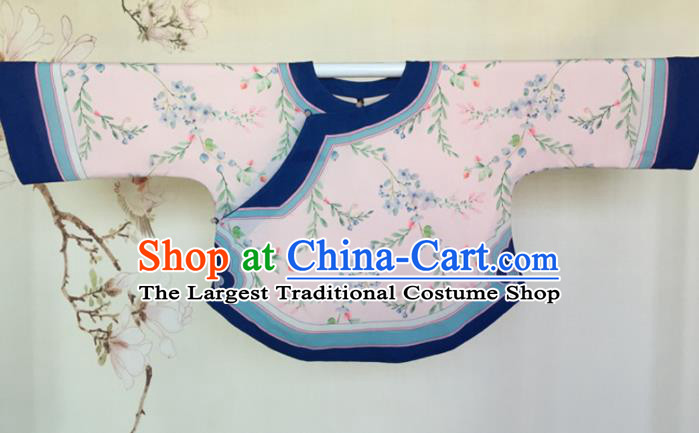 Traditional Chinese Tang Suit Printing Pink Blouse Upper Outer Garment National Costume for Women