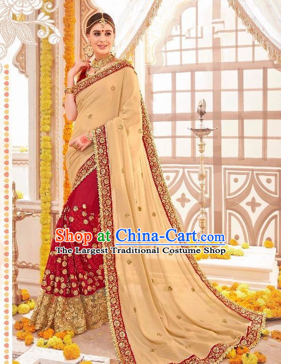 Asian India Traditional Wedding Bride Sari Dress Indian Bollywood Court Costume for Women