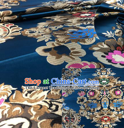 Chinese Traditional Hanfu Silk Fabric Classical Pattern Design Navy Nanjing Brocade Tang Suit Fabric Material