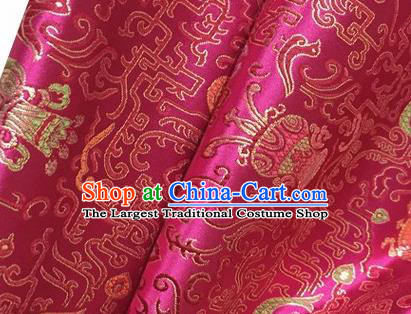 Chinese Traditional Hanfu Silk Fabric Classical Censer Pattern Design Rosy Brocade Tang Suit Fabric Material