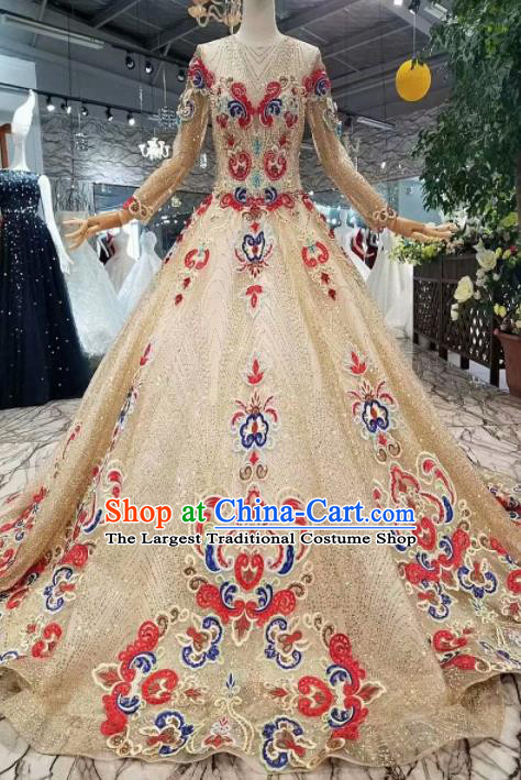 Customize Court Modern Fancywork Embroidered Full Dress Top Grade Princess Waltz Dance Costume for Women