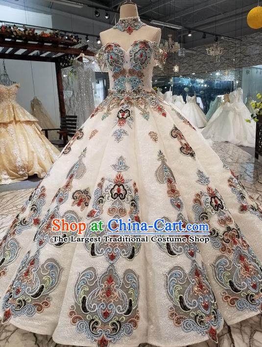 Top Grade Full Dress Customize Modern Fancywork Princess Waltz Dance Costume for Women