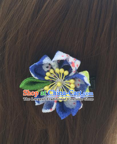 Traditional Japan Little Blue Sakura Hair Claw Japanese Kimono Hair Accessories for Women
