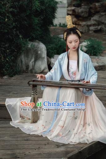 Traditional Chinese Tang Dynasty Princess Embroidered Hanfu Dress Ancient Drama Court Lady Historical Costume for Women