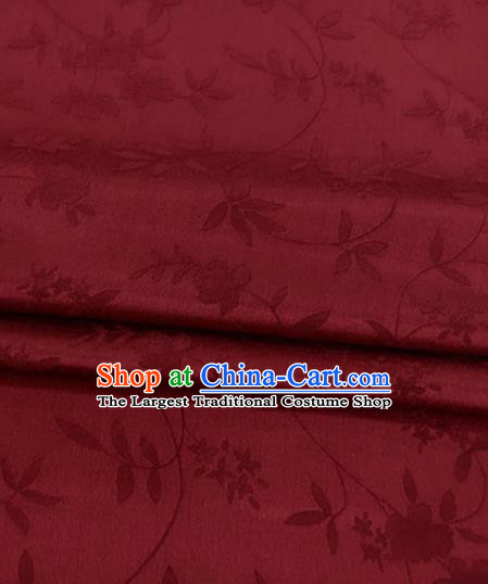 Asian Chinese Traditional Twine Flowers Pattern Design Wine Red Brocade Fabric Silk Fabric Chinese Fabric Asian Material