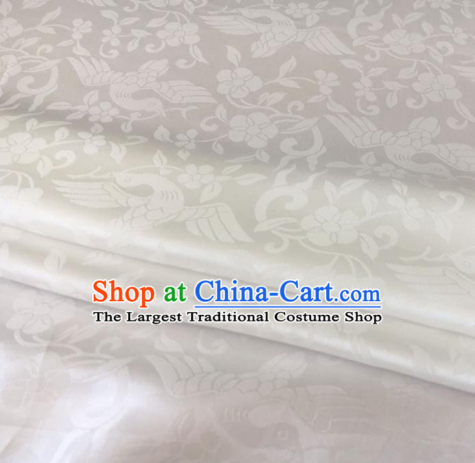 Asian Chinese Traditional Bird Flowers Pattern Design White Brocade Fabric Silk Fabric Chinese Fabric Asian Material
