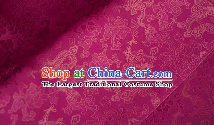 Asian Chinese Traditional Twine Dragon Pattern Design Rosy Brocade Fabric Silk Fabric Chinese Fabric Asian Material