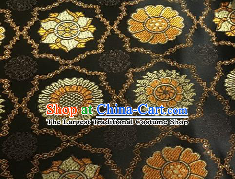 Asian Chinese Traditional Sunflowers Pattern Design Brown Brocade Fabric Silk Fabric Chinese Fabric Asian Material