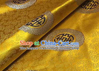 Asian Chinese Traditional Longevity Pattern Design Golden Brocade Fabric Silk Fabric Chinese Fabric Asian Material
