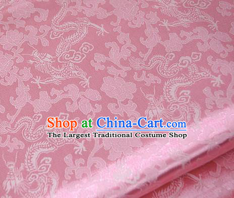 Asian Chinese Traditional Twine Dragon Pattern Design Pink Brocade Fabric Silk Fabric Chinese Fabric Asian Material