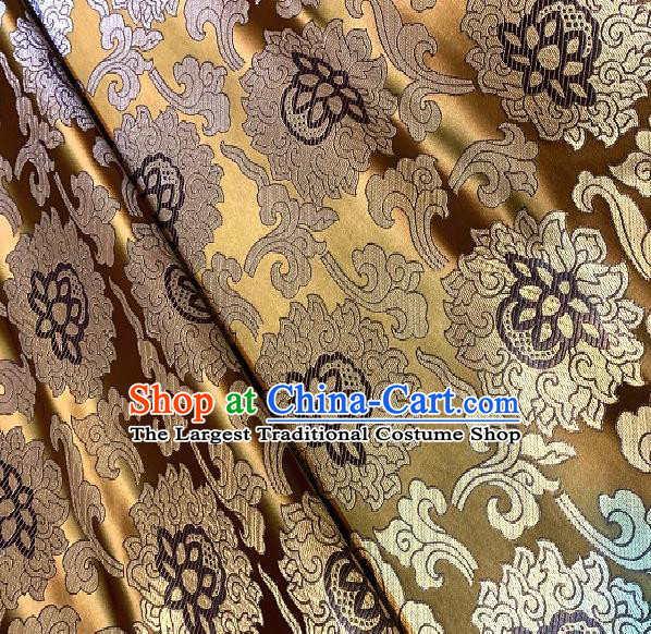 Asian Chinese Traditional Buddhism Lotus Pattern Design Bronze Brocade Fabric Silk Fabric Chinese Fabric Asian Material