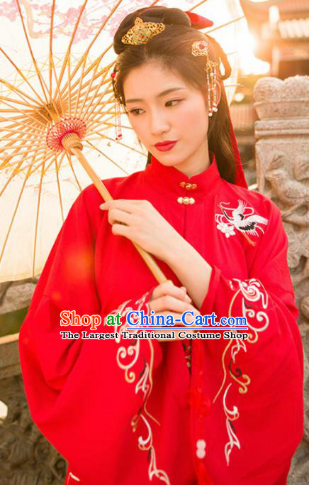 Traditional Chinese Ming Dynasty Princess Wedding Hanfu Dress Ancient Bride Red Historical Costume for Women