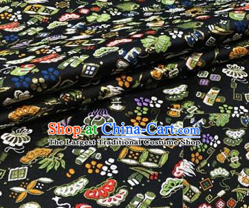 Chinese Traditional Hanfu Silk Fabric Classical Pattern Design Black Brocade Tang Suit Fabric Material